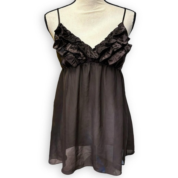 Other - Y2k Fairy Brown Ruffle Sheer Slip Dress Mini Babydoll